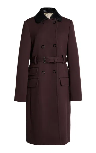 Marni Two-toned Wool Trench Coat In Burgundy