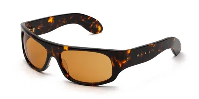 Marni Uailus Burnt Havana D28 Men's Sunglasses Tortoiseshell Size 62 In Burnt Dark Tortoise