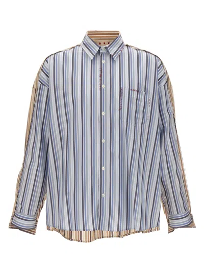 Marni Unfinished Striped Shirt In Multicolor