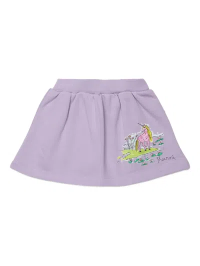 Marni Babies' Unicorn Graphic Casual Skirt In Purple