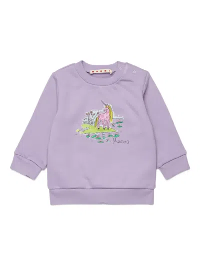 Marni Babies' Unicorn-graphic Sweatshirt In Purple