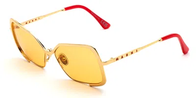 Marni Unila Valley Gold Mustard 52z Men's Sunglasses Gold Size 58