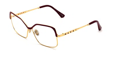 Marni Unila Valley Optical Burgundy Gold Men's Glasses, Gold, Size 56