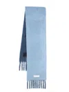 Marni Intarsia-logo Fringed Scarf In Navy