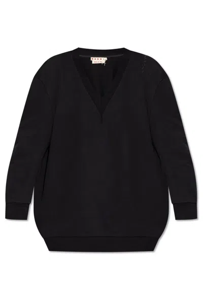 Marni V-neck Sweater Dress In Black