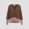 Marni Two Tone V Neck Cardigan In Brown