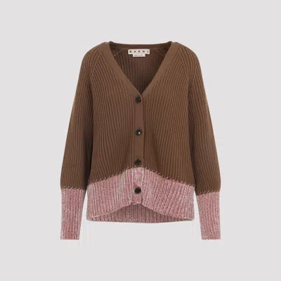 MARNI V NECK BICOLOR CARDIGAN