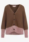 Marni Two Tone V Neck Cardigan In Brown
