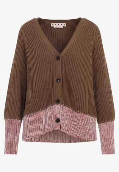 MARNI V-NECK BICOLOR CARDIGAN