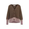 Marni Two Tone V Neck Cardigan In Brown