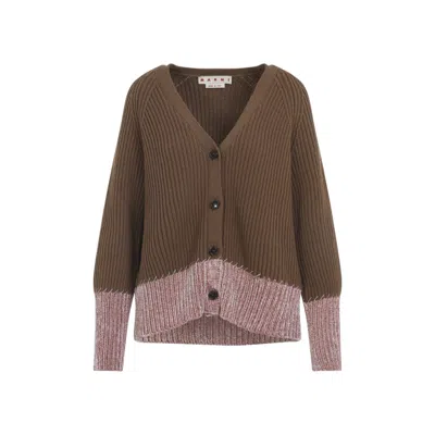 MARNI V NECK BICOLOR CARDIGAN