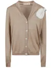 Marni V-neck Button-closure Knit Sweater In Neutral