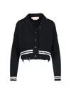 Marni Ribbed Hem Cropped Crewneck With Striped Detail