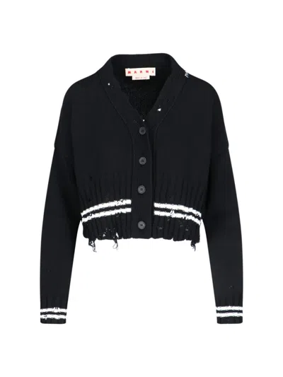 MARNI V-NECK CARDIGAN - BLACK