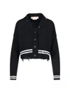 Marni Ribbed Hem Cropped Crewneck With Striped Detail