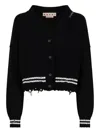 Marni Ribbed Hem Cropped Crewneck With Striped Detail