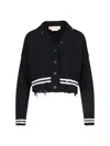 Marni Ribbed Hem Cropped Crewneck With Striped Detail