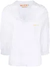 Marni V-neck Cotton Blouse In Weiss