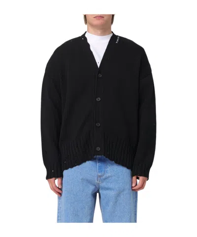 MARNI MARNI LOGO EMBROIDERED V-NECK KNITTED CARDIGAN