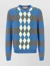 Marni Blue Stripe Sweater With Argyle Motif