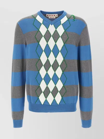 MARNI V NECK 'DIAMOND' SWEATER STRIPES