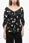 MARNI V-NECK HEART-PRINTED SILK BLOSUE