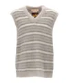 Marni Soft Striped Sleeveless V-neck Vest In Gray