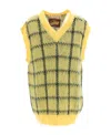 Marni Check Mohair-blend Vest In Nude