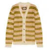 Marni Brushed Cardigan In Striped Mohair In Yellow