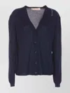 Marni Blue Silk And Wool Blend Cardigan With Contrasting Back Panel