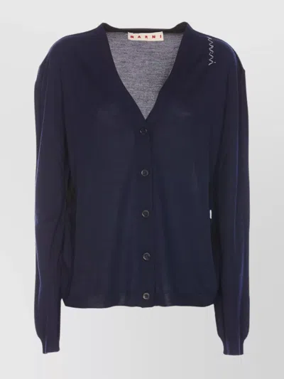 MARNI V-NECK RIBBED CARDIGAN LONG SLEEVES