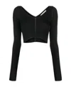 Marni V-neck Ribbed-knit Crop Top In Black