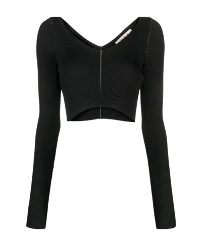 MARNI MARNI V-NECK CROPPED KNITTED TOP