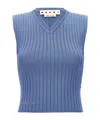 Marni Sleeveless Ribbed Knit Top In Blue