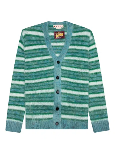 MARNI V-NECK STRIPED CARDIGAN