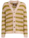 Marni Brushed Cardigan In Striped Mohair In Neutrals