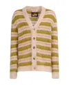 Marni Brushed Cardigan In Striped Mohair In Nude