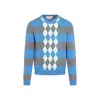 Marni Blue Stripe Sweater With Argyle Motif