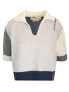 Marni V Neck Sweater Polo Shirt Grey In Neutral