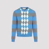 Marni Blue Stripe Sweater With Argyle Motif In Azure