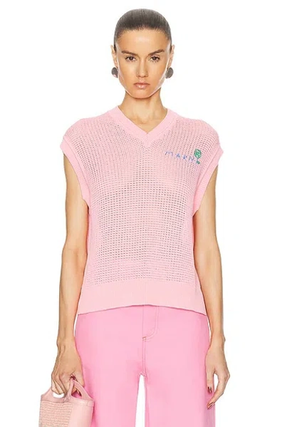 Marni V Neck Sweater In Pink Gummy