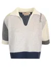 Marni V Neck Sweater Polo Shirt Grey In Neutral