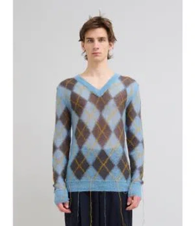 Marni V Neck Sweater In Sky Blue