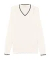 Marni Cable Knit V-neck Sweater In White