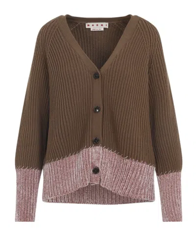 MARNI RIBBED V-NECK CARDIGAN
