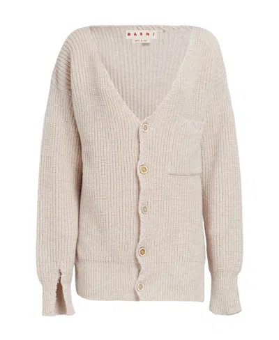 Marni V-neck Virgin-wool Cardigan In Nude