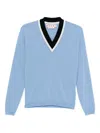 Marni V-neck Wool Sweater In Blue