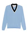 Marni V-neck Wool Sweater In Blue