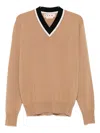 Marni V-neck Wool Sweater In Brown