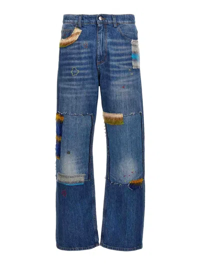 Marni Embroidery Jeans And Patches In Blue